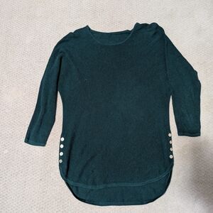 Dark Green Sweater with Button Accents